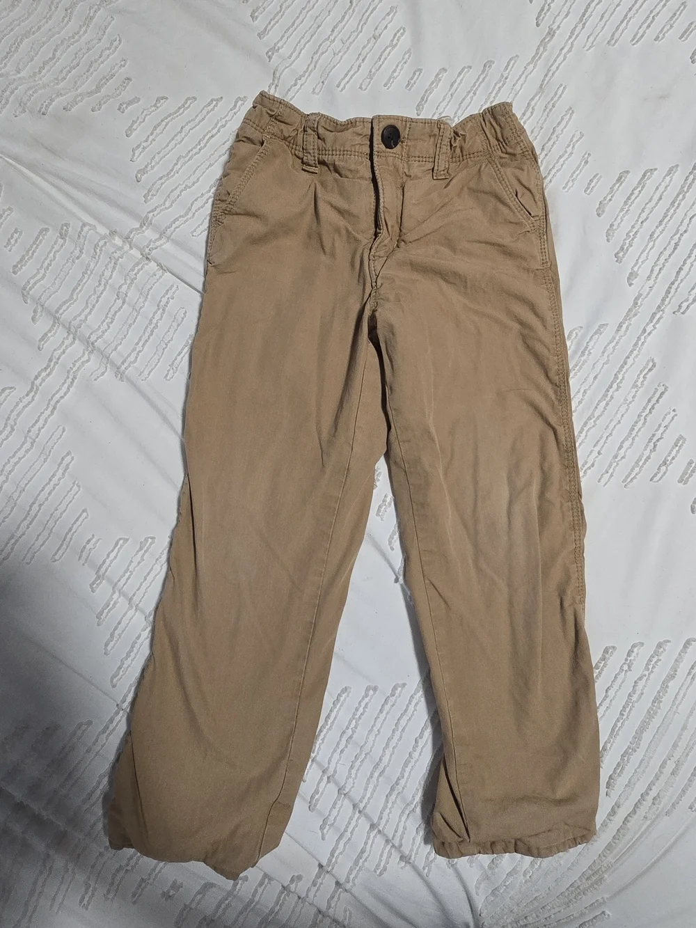 Baby Gap Kids Tan Fleece-Lined Pull-On Chino Pants Buffalo Plaid Size 5 Years